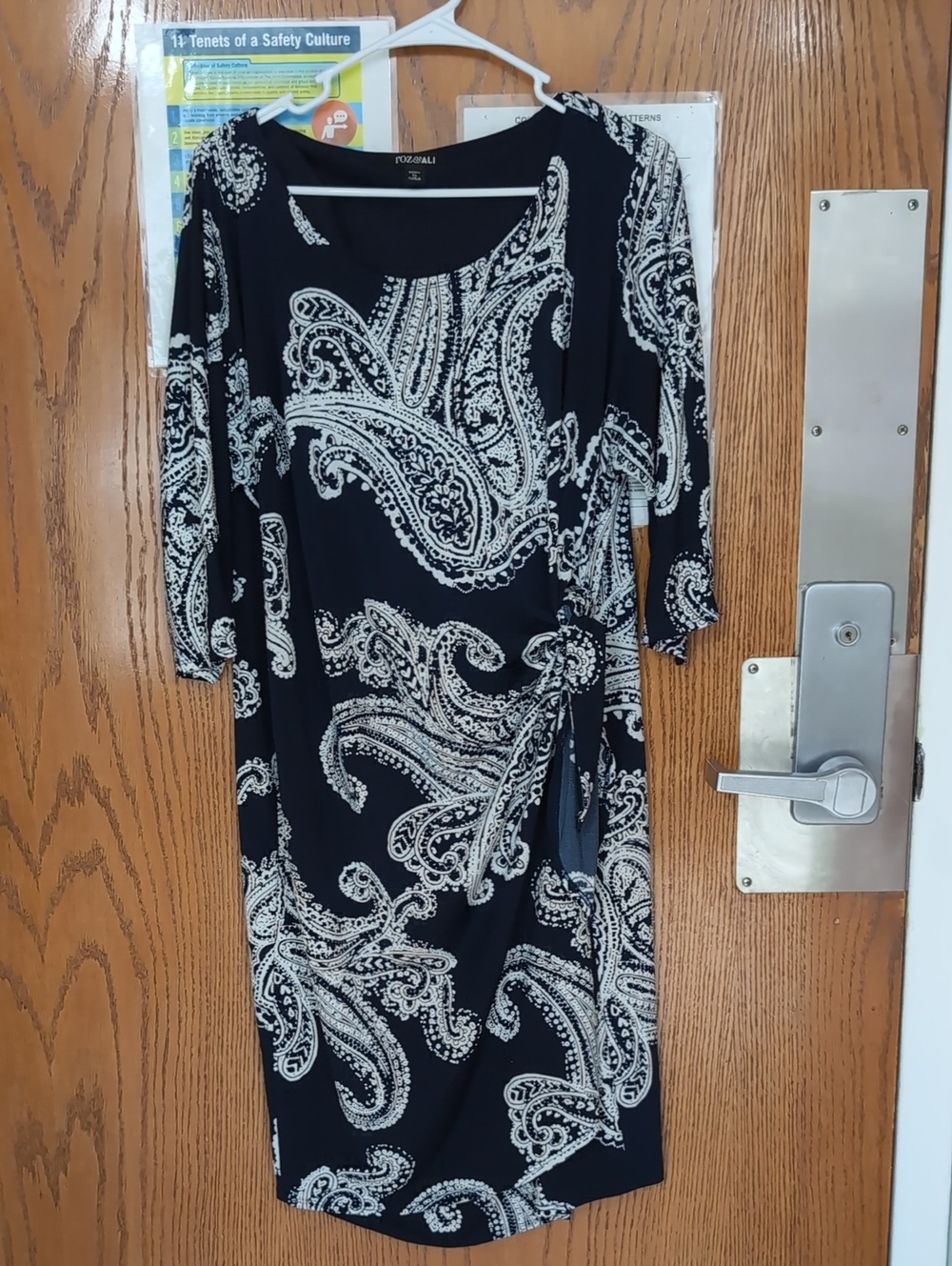 Rafaella Black and White Paisley Midi Wrap Dress